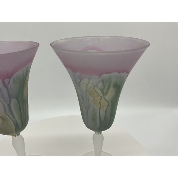 Nouveau Art Glass Hand Painted by RUEVEN Hard to Find Colorful Water Glasses - Picture 11 of 16